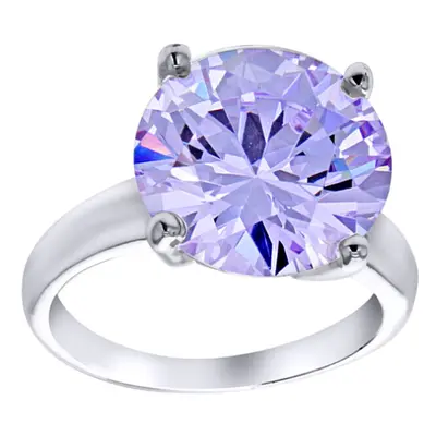 (P) Jewelco London Women's Sterling Silver Lilac Round Brilliant Cubic Zirconia Claw Solitaire C