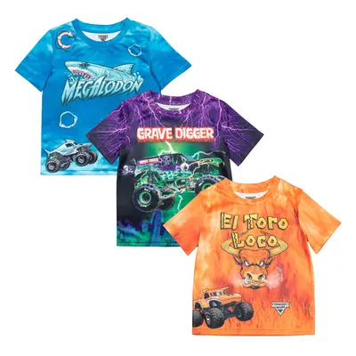 Monster Jam Trucks Little Boys Pack graphic T-Shirts OrangePurpleBlue