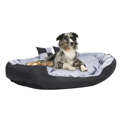 vidaXL Reversible & Washable Dog Cushion Grey and Black Dog Mattress Basket