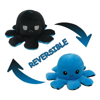 (Blue + Black) Double-Sided Flip Reversible Octopus Plush Toy