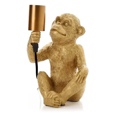 Hestia Modern Gold Table Desk Lamp Animal Monkey Holding Light Bulb