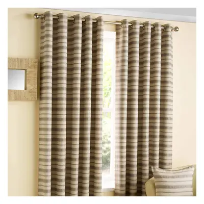 (W 167cm x Drop 228cm, Beige) Horizon' Striped Ready Made Eyelet Curtain Pair