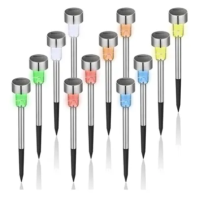 12 Pack Colour Changing Solar Garden Lights Stakes Walkway Patio Path