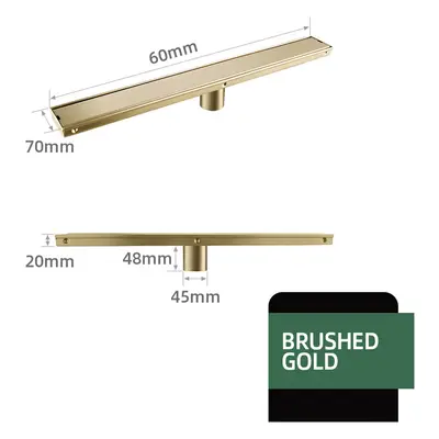 (Brushed gold 600mm) Bathroom Floor Drain Invisible Brushed Gold Shower Drain Strainer Anti-odor