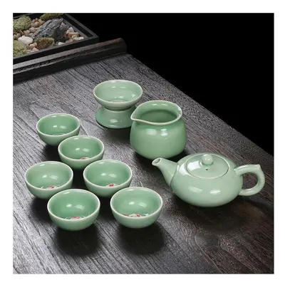 (10 piece tea pot - celadon hairtail, Universal version) Ruyao Tea Set, Tea Towel, Kung Fu Tea S