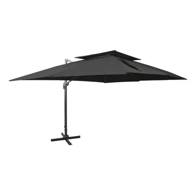 (black, x cm) vidaXL Cantilever Umbrella with Double Top Garden Sunshade Outdoor Parasol