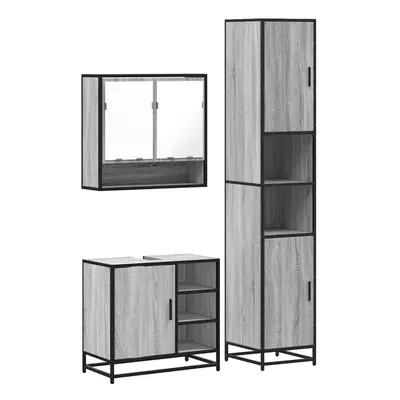 (grey sonoma) vidaXL Piece Bathroom Furniture Set Sonoma Oak Engineered Wood