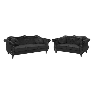 Velvet Sofa Set Black SKIEN