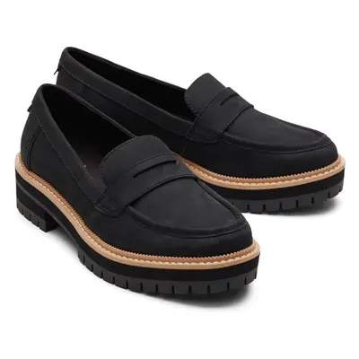 (Black, (Adults')) TOMS Cara Leather Women's Black Loafers