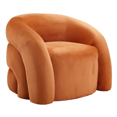 (Orange) Upholstered Curved Snug Accent Chair