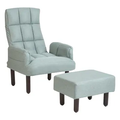 Recliner Chair OLAND with Footstool Linen Mint Green