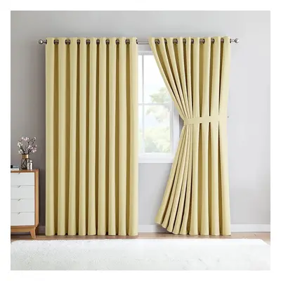 (90" x 90" (228cm x 228cm), Cream Ring Top) 100% Blackout Curtains Plain Pencil Pleat & Ringtop 