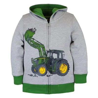 John Deere Kids Zip Up Sweatshirt for Toddler Boy Gray Contruction 3T