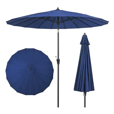 260 cm Round Patio Sun Umbrella Outdoor Large Pulley Lift Market Umbrella