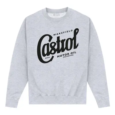 (XXL, Heather Grey) Castrol Unisex Adult Registered Script Sweatshirt