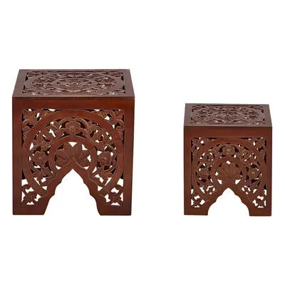 Nest of Side Tables Dark Wood SHUKUR