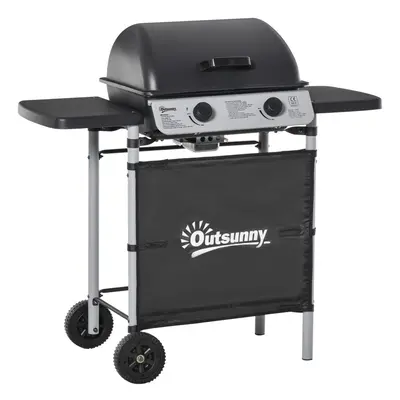 Outsunny Propane Gas Barbecue Grill Burner Cooking BBQ 5.6 kW w/ Side Shelves