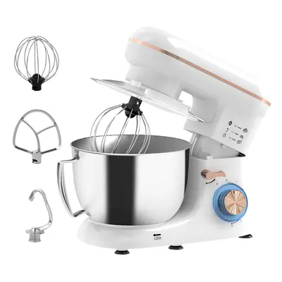 HOMCOM Electric Stand Mixer, 4.5L Food Mixer with Dough Hook, Whisk, White