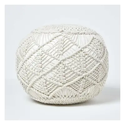 (Natural, x cm) Crochet Knitted Pouffe