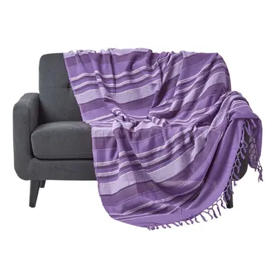 (225 x cm, Mauve) Cotton Morocco Striped Throw