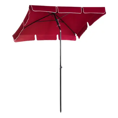 Outsunny Aluminium Sun Umbrella Parasol Patio Rectangular 2M x 1.3M Red