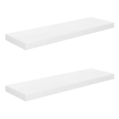 vidaXL 2x Floating Wall Shelves High Gloss White 80x23.5x3.8 cm MDF Bookcase