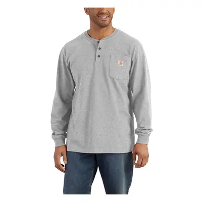 Carhartt Men's Loose Fit Heavyweight Long-Sleeve Pocket Henley T-Shirt Heather Gray Medium