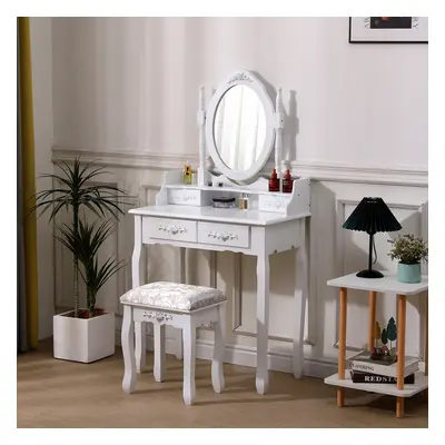 4 Drawers Dressing Table with Mirror & Stool Set