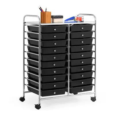 20 Drawers Storage Trolley Mobile Rolling Utility Cart Home Office Organizer