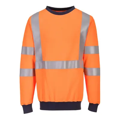 (S, Orange) Portwest Mens Flame Resistant Hi-Vis Safety Sweatshirt