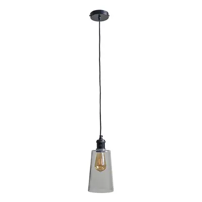 Modern Matt Black & Clear Glass Dome Ceiling Pendant Light Shade - Complete with a 4w LED Filame