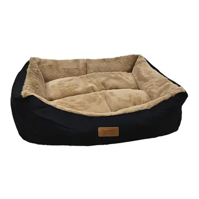 (Small - x 50cm) HugglePets Luxury Black & Oatmeal Dog Lounger