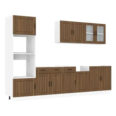 (brown oak) vidaXL Piece Kitchen Cabinet Set Kalmar Black Engineered Wood