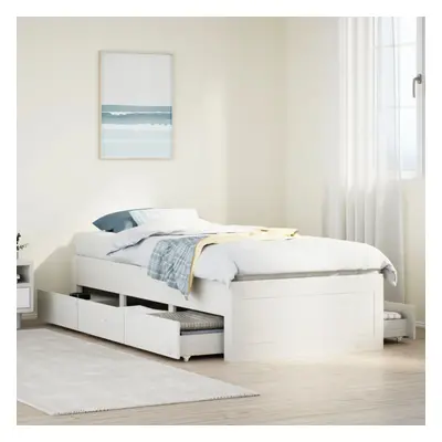 vidaXL Bed Frame without Mattress with Drawers White 90x200 cm Solid Wood Pine