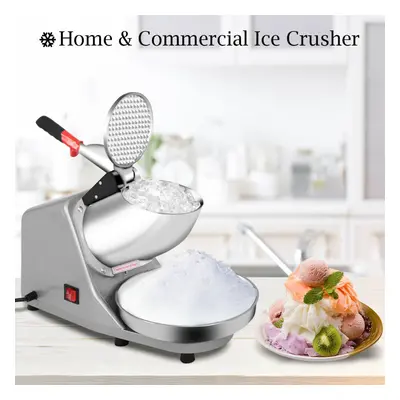 Electric Ice Crusher Snow Cone Maker Stainless Steel Shaved Ice Machine Home