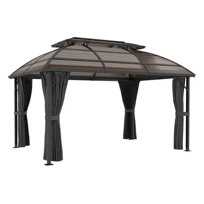 Outsunny x 3(m) Polycarbonate Gazebo for Lawn, Yard, Patio, Deck, Brown