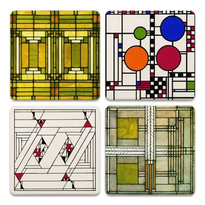 CoasterStone Art Glass Designs Frank Lloyd Wright Coasters Multi-Colored