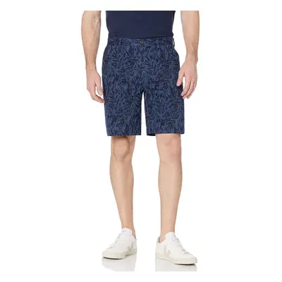 Amazon Essentials Men's Classic-Fit 9"" Short Indigo Palm Leaf Print