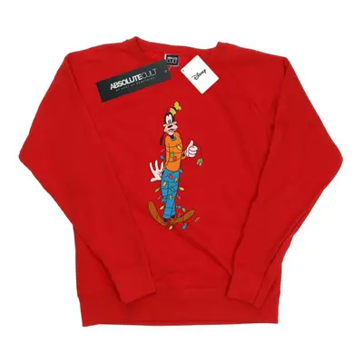 (L, Red) Disney Womens/Ladies Goofy Christmas Lights Sweatshirt