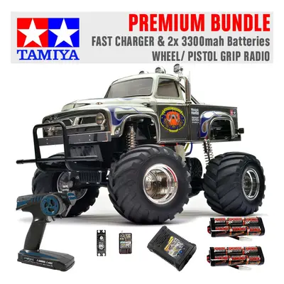 TAMIYA RC Midnight Pumpkin Monster Truck 1:12 Premium Wheel Radio Bundle