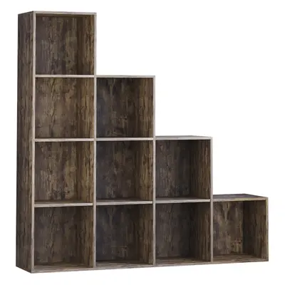 (Dark Wood) Durham Cube Shelf Stairs Bookcase Storage Unit