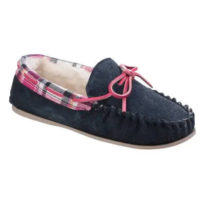 (3 UK, Navy) Cotswold Womens/Ladies Kilkenny Classic Fur Lined Moccasin Slippers