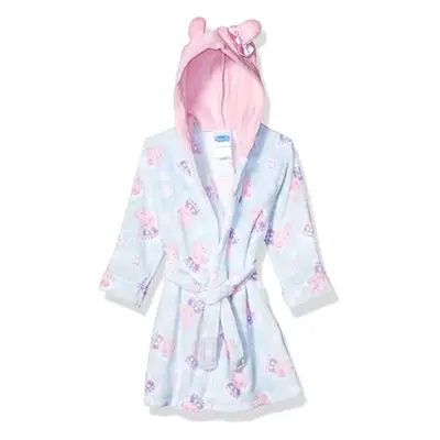 Peppa Pig Girls' Toddler Velvet Fleece Hooded Robe Aqua 4T