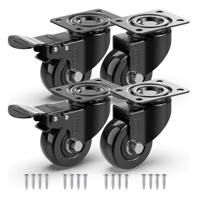 GBL - Castor Wheels 50mm + Screws 200KG | Moving Caster Wheels with Brake Heavy Duty Swivel Whee