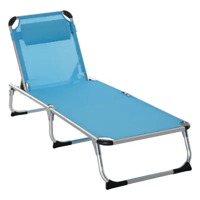 Outsunny Folding Outdoor Reclining Sun Lounger Chair Aluminium Frame Blue