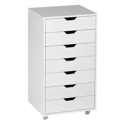 Vinsetto Mobile Filing Cabinet, 7-drawer File Cabinet with Wheels, White