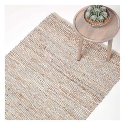 (150 x cm, Natural) Madras Leather Hemp Rug