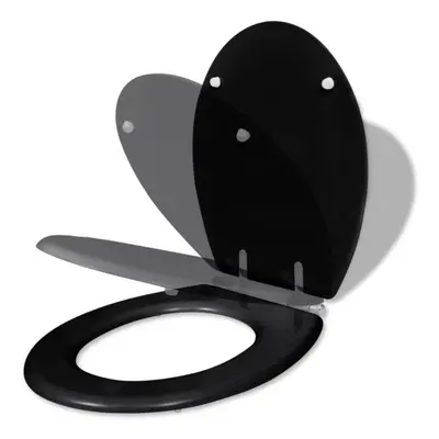 vidaXL WC Toilet Seat MDF Soft Close Lid Simple Design Black Fixture Accessory