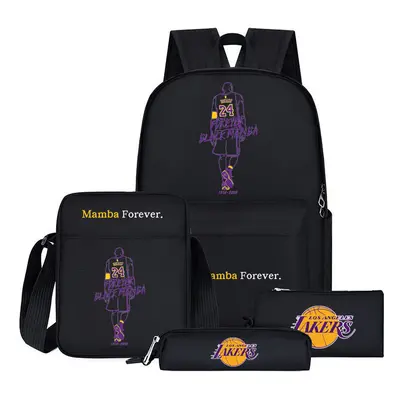 (10, pcs) NBA Lakers Logo School Bag Pcs School Bag Lunch Bag Pencil Case Set Children's Gift