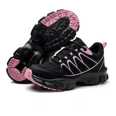 (UK5.5=EU39, Black&Pink) Womens Ladies Lightweight Safety Shoes Steel Toe Cap Work Trainers Hiki